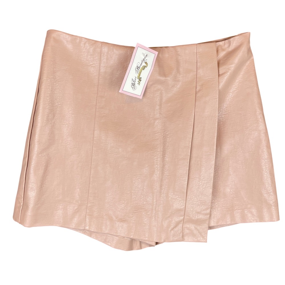 Skies Are Blue Blush Vegan Leather Skort‎ Style 73904 Medium NWT